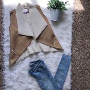 Tan suede Sherpa vest